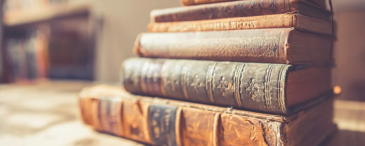 Antique books in warm light